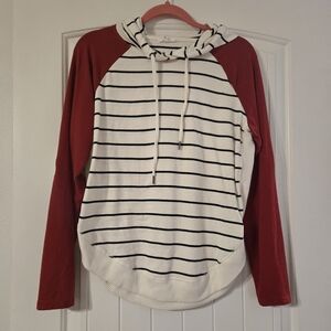 Maurices Striped Red and White Women's Hoodie